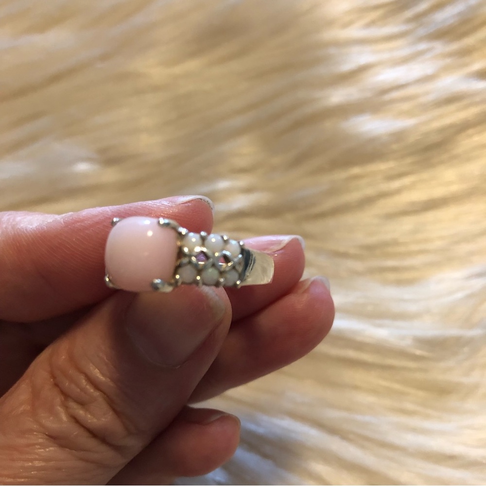 Sterling silver ring with pink and white opals size 7.25 - Picture 7 of 9